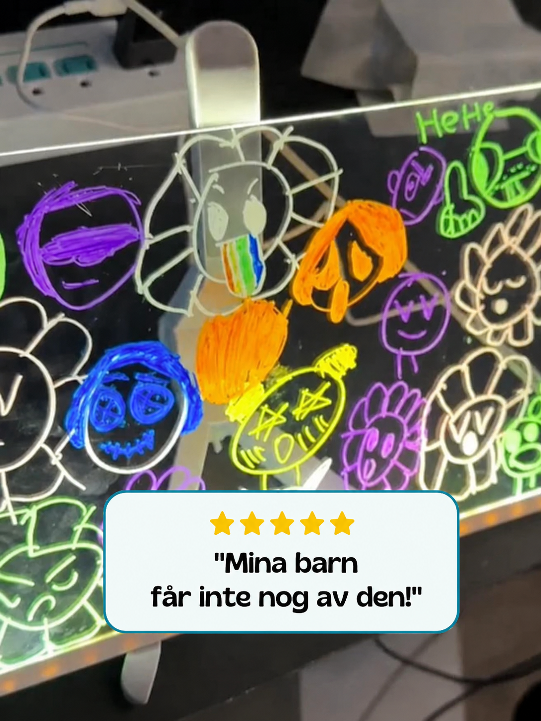 Färgglad teckning på Lekora Lysplatta
